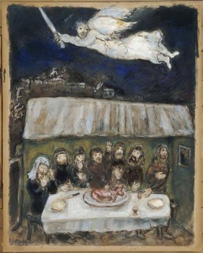 Marc Chagall Werke - Die Israeliten essen das Pessach Lamm den Zeitgenossen Marc Chagall